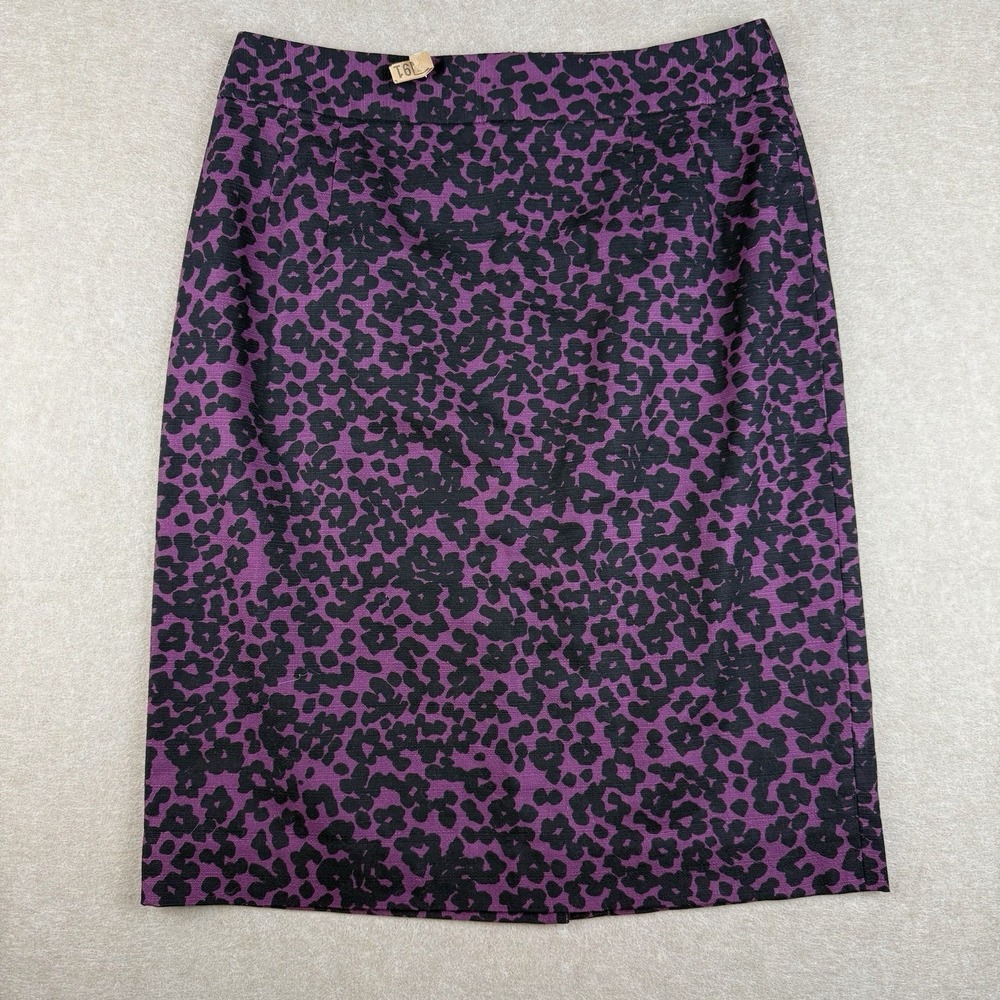 Banana Republic Skirt‎ Women’s Sz 4 Purple Leopard Print Lined Office Pencil Cut